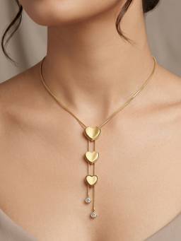RACHIVA - 18K Gold Plated Triple Heart Bolo Lariat Necklace