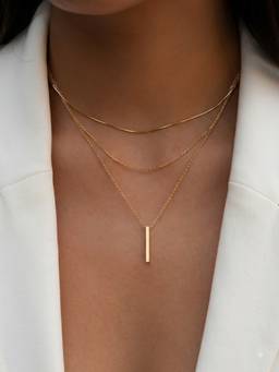 RACHIVA - 18K Gold Plated Triple Chain Bar Necklace