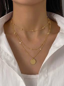 RACHIVA - 18K Gold Plated Triple Layer Disc Necklace
