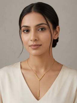 RACHIVA - 18K Gold Plated V-Bar Lariat Necklace