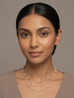 RACHIVA - 18K Gold Plated Triple Layer Pearl Necklace