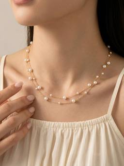 RACHIVA - 18K Gold Plated Pearl Lariat Necklace