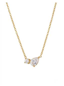 RACHIVA - 18K Gold Plated Two Stone Cluster Necklace
