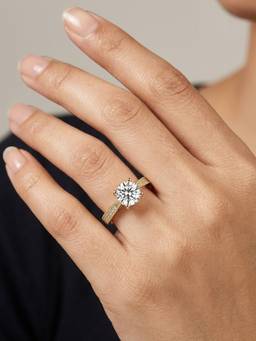 RACHIVA - 18K Gold Plated CZ Solitaire Pave Ring (Adjustable)