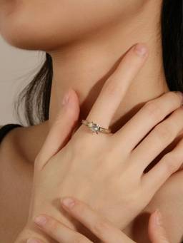 RACHIVA - 18K Gold Plated Geometric CZ Solitaire Pave Ring (8)