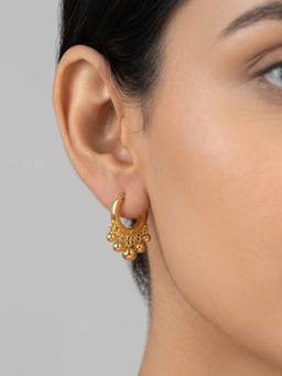 RACHIVA - 925 Sterling Silver Ball Charm Huggie Hoop Earrings