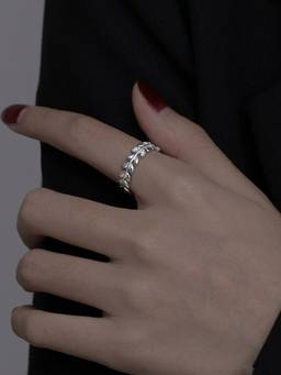 RACHIVA - 925 Sterling Silver CZ Leaf Wrap Ring (Adjustable)
