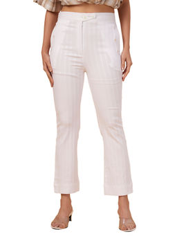 Bottoms.Love - Women Regular Fit White Stripes Lycra Pant
