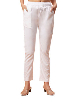 Bottoms.Love - Women White Regular Fit Solid Pant