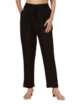 Bottoms.Love - Women Black Regular Fit Rayon Pant