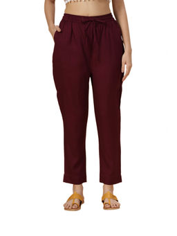 Bottoms.Love - Women Wine Regular Fit Rayon Pant