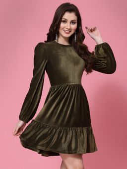 KASSUALLY - Olive Tierd A-Line Dress