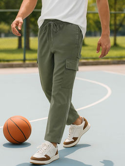 Bewakoof - Men's Dusty Olive Green Oversized Cargo Carpenter Pants