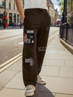 Bewakoof - Official DC Men's Brown Batman Graphic Printed Oversized Track Pants