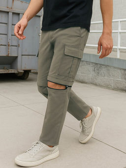 Bewakoof - Men's Dark Fown Zip-Off Convertible Cargo Pants
