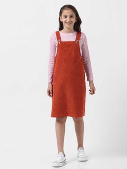 VERO MODA - Girl Textured Fabric Red Knee Length Dress