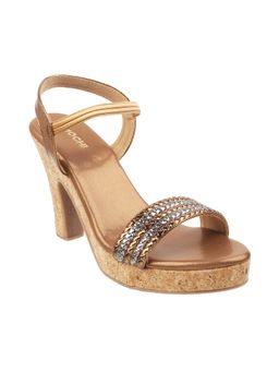 Mochi - Womens Antique Gold StilettosMochi Women Antic Gold Synthetic Embellished Heels
