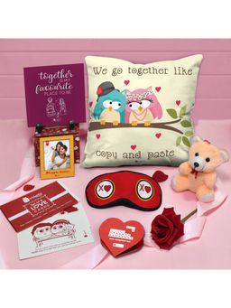 Indigifts - Cushion Cover Love Cards Wall Hanging Rose Combo Valentine Gift