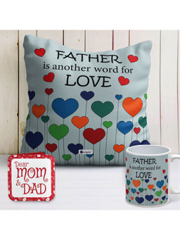 Indigifts - Cushion Cover Filler & Coffee Mug, Gift for Papa Birthday