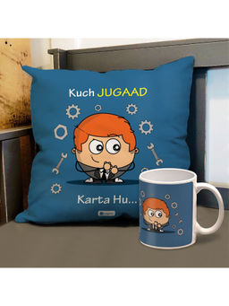 Indigifts - Friendship Day Printed Cushion with Filler & Coffee Mug