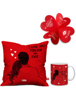 Indigifts - 1 Coffee Mug 325 Ml | 1 Cushion Cover, Valentine Gifts, Love Gift