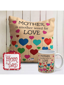 Indigifts - Love Is Mother Decorative Coffee Mug and Cushion Cover 12x12