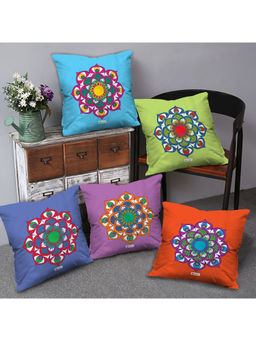 Indigifts - Mandala Print Set of 5 Cushion Covers 16x16 inch
