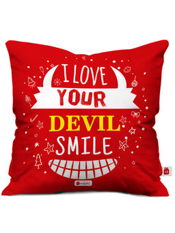Indigifts - I Love Your Devil Smile Quote Red Cushion Cover
