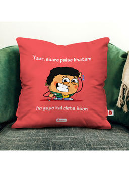 Indigifts - Cushion Cover with Filler (Red, 12x12 inches).