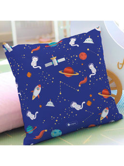 Indigifts - Cushion Cover Cat In Space Printed Cushion 16x16 Inch
