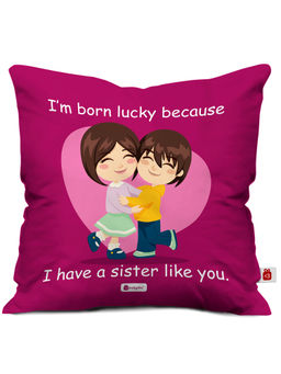 Indigifts - Raksha Bandhan Gift For Sister Magenta Cushion Cover