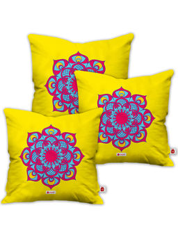 Indigifts - Yellow Cushion Cover 16"x16" Set of 3