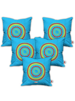 Indigifts - Diwali Decoration Items Blue Cushion Cover Set of 5
