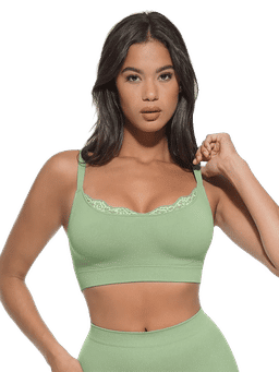 Shop The Edit - Green Solid Regular Fit Bra