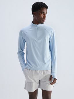 Cava Athleisure - Ice Blue Athletic Quarter-Zip T-Shirt
