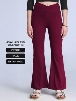 Cava Athleisure - Maroon Petite Hourglass Bootcut Trackpant