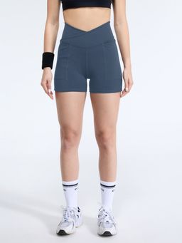 Cava Athleisure - Steel Blue Hourglass Booty Shorts