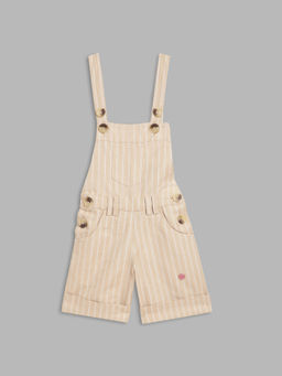 Blue Giraffe - Girls Beige Striped Jumpsuit