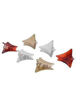 Accessher - Silver, Golden Acrylic Material Stone Hair Clip /Hair Clutcher (Pack Of 6)
