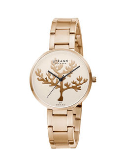 Strand by Obaku - Coral Rosette Quartz Rose Gold Round Dial Women Watch - S700LXVVSV-DCR