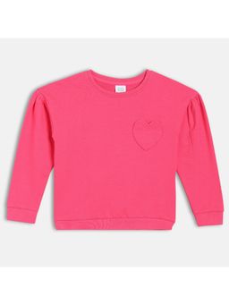 MINI KLUB - Pink Cotton Full Sleeves Solid Sweatshirt