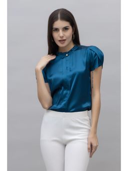 PURYS - Petal Sleeves Casual Satin Top