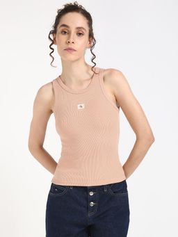 Calvin Klein - Slim-Fit Nude Cotton Round Neck Tank Top