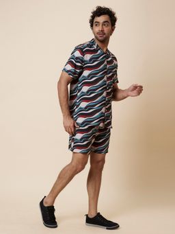 Globus - Men Multi-color Casual Resort Co-ords With Printed Shirt And Shorts (Set of 2)