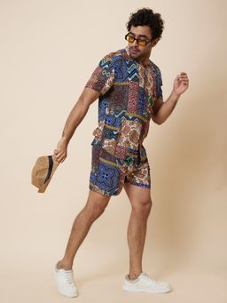 Globus - Men Multi-color Casual Resort Co-ords With Printed Shirt And Shorts (Set of 2)