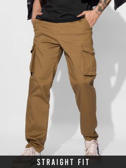 The Souled Store - Solids: Brown Mens Cargo Trouser