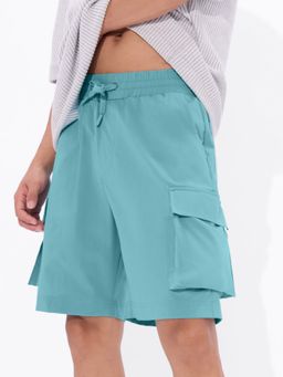 The Souled Store - Solids: Aqua Blue Mens Cargo Shorts