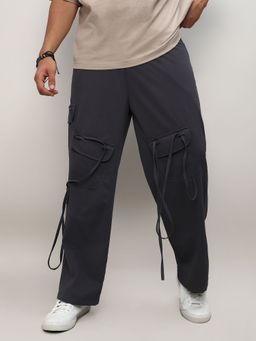 Campus Sutra - Mens Dark Grey Solid Cargo Trouser