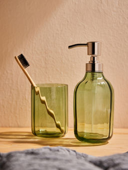 Twig & Twine - Prismatic Ribbed Bath Accessories Set of 2 Green