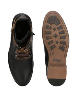 Delize - Solid Black Lace-up Chelsea Boots